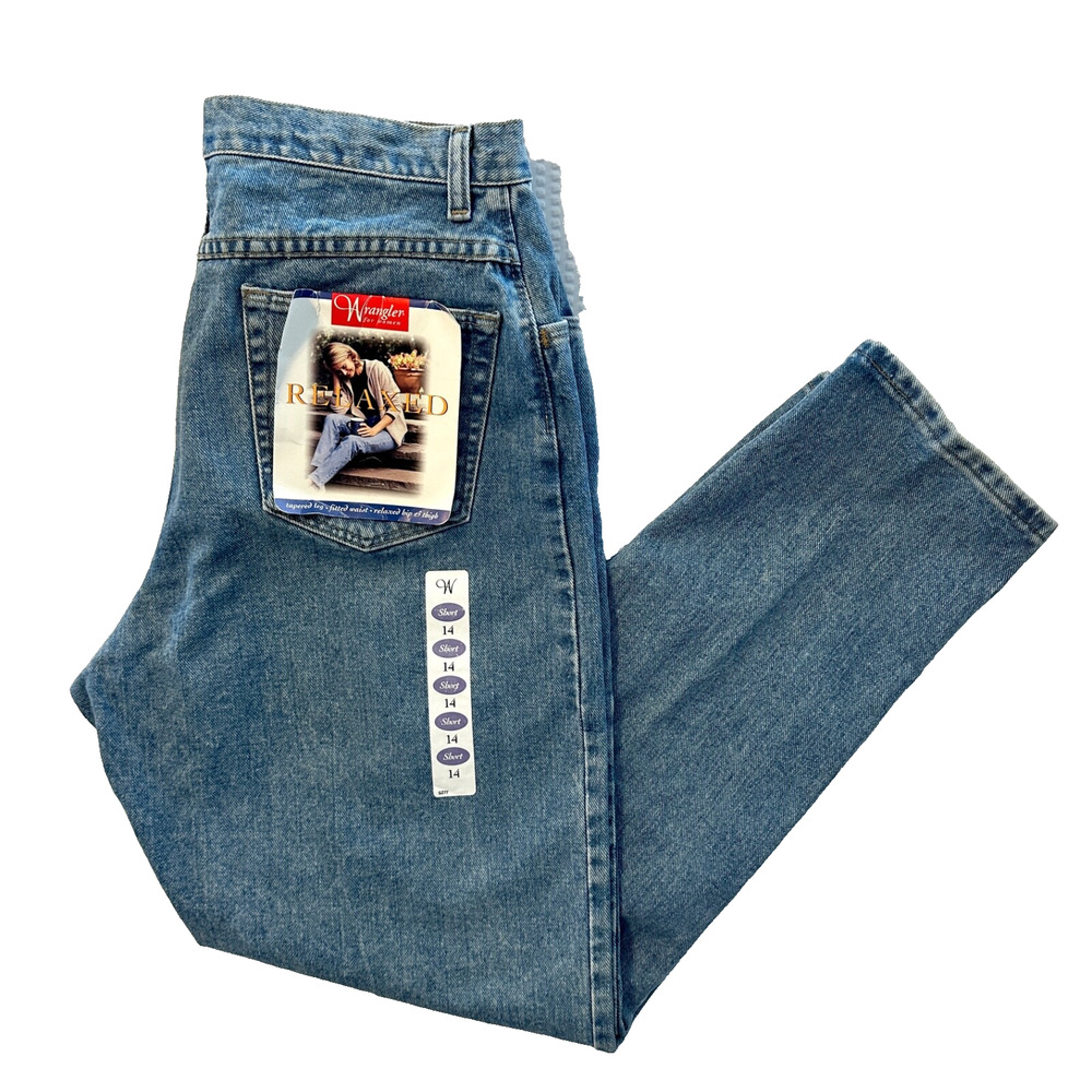 WRANGLER Blue Tapered Relaxed Hip & Thigh High Rise Mom Jeans 14 x 30 - NWT